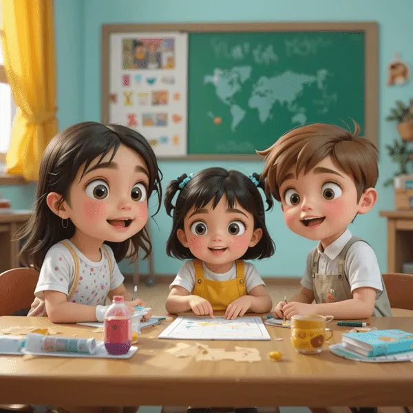 3D bebek karakter - anaokulu neşeli maskotları