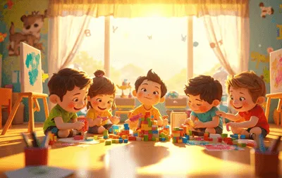 Renkli çocuk çizimleri - kreş sanat aktiviteleri